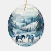 Winterwaldpferde - Reitpferde Keramik Ornament (Links)