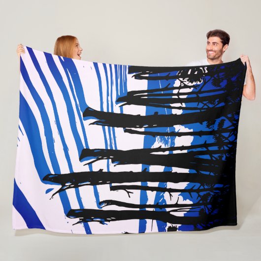 Winterwaldschatten - Blaue Minimalnatur Fleecedecke (Beispiel)