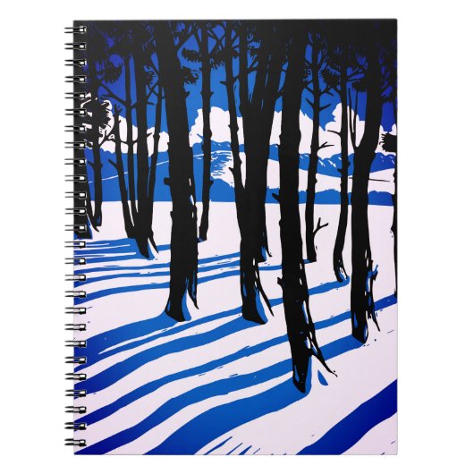 Winterwaldschatten - Blaue Minimalnatur Notizblock (Vorderseite)