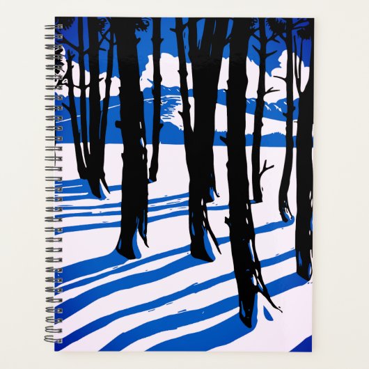 Winterwaldschatten - Blaue Minimalnatur Planer (Vorderseite)