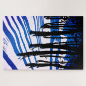Winterwaldschatten - Blaue Minimalnatur Puzzle (Horizontal)
