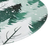 Winterwaldschnee Wasserfarbe Evergreen Trees Schneidebrett (Ecke)