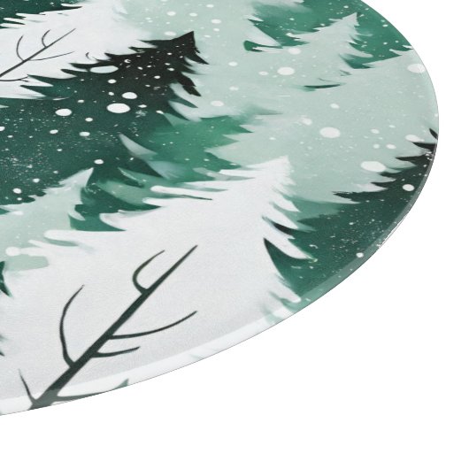 Winterwaldschnee Wasserfarbe Evergreen Trees Schneidebrett (Ecke)