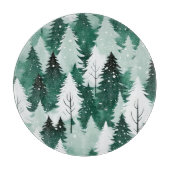 Winterwaldschnee Wasserfarbe Evergreen Trees Schneidebrett (Vorderseite)