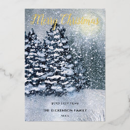 WinterwaldSchneebedeckte Pinienbäume Folien Feiertagskarte