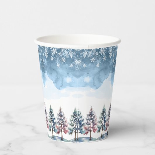 Winterwaldschneeflocken & Pine Trees Kinderdusche Pappbecher (Rechts)