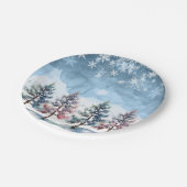 Winterwaldschneeflocken & Pine Trees Kinderdusche Pappteller (Schrägansicht)
