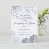 Winterwaldschneeflocken - Verlobung Einladung (Stehend Vorderseite)