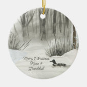 Winterwaldsee Wasserfarbenes Personalisiertes Foto Keramik Ornament (Vorne)