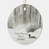 Winterwaldsee Wasserfarbenes Personalisiertes Foto Keramik Ornament (Links)