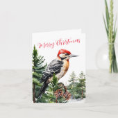 Winterwaldspecht im Pinienwald Feiertagskarte (Vorderseite)