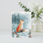 Winterwaldszene, Fuchs Weihnachten Postkarte (Stehend Vorderseite)
