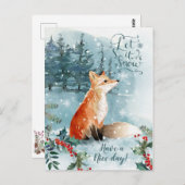 Winterwaldszene, Fuchs Weihnachten Postkarte (Vorne/Hinten)