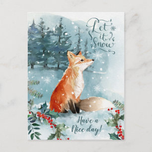 Winterwaldszene, Fuchs Weihnachten Postkarte