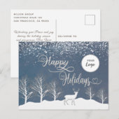 Winterwaldszene Happy Holidays Zolllogo H Feiertagspostkarte (Vorne/Hinten)