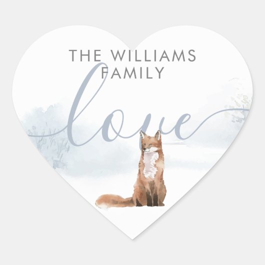 Winterwaldszene Herz-Aufkleber (Vorderseite)