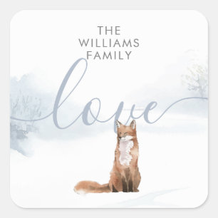 Winterwaldszene Quadratischer Aufkleber