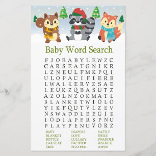 Winterwaldtier Kinderdusche Word SearchGame