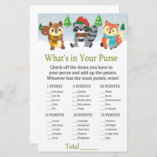 Winterwaldtier Was ist in deinem Handtaschenspiel? (Vorne/Hinten)