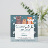 Winterwaldtiere aus Onederland Einladung (Stehend Vorderseite)