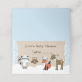 Winterwaldtiere Blaue Tischnummer Karten (Außenseite Aufgefaltet)