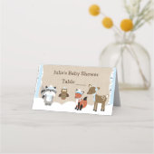 Winterwaldtiere Blaue Tischnummer Karten (Vorderseite)