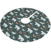 Winterwaldtiere Dunkelgrüner Baumrock Polyester Weihnachtsbaumdecke (Schrägansicht)
