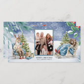 Winterwaldtiere Feiertagskarte (Vorne/Hinten)