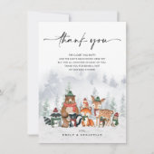 Winterwaldtiere, Frost, Waldbabwuchs Dankeskarte (Vorderseite)