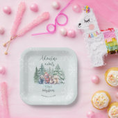 Winterwaldtiere in Schneeballdusche Pappteller (Party)