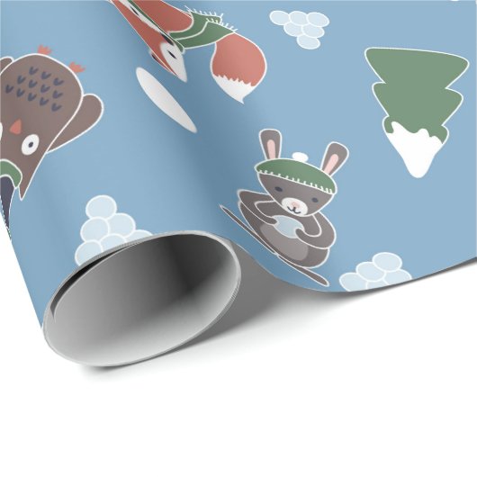 Winterwaldtiermuster Geschenkpapier (Rolleneckpunkt)
