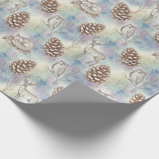 Winterwaldtiermuster Geschenkpapier (Ecke)