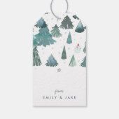 Winterwaldurlaub in Aquarellbad Geschenkanhänger (Rückseite)