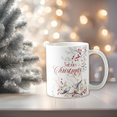 Winterwaldvögel Rote Berries Frohe Weihnachten Kaffeetasse
