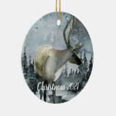 Winterwaldwald Stag Rentier Keramik Ornament (Rechts)