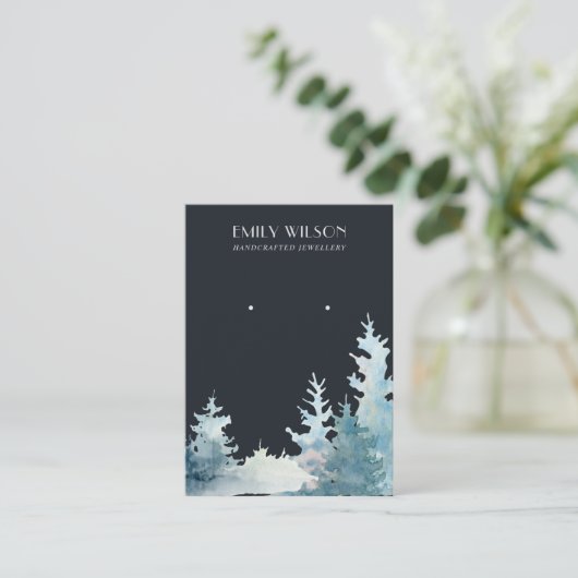 WINTERWALDWALDBUCH VON NAVY PINE TREE STUD EARRING VISITENKARTE (Stehend Vorderseite)