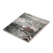 Winterwalisische Landschaftshäuser Bäume Hügel Fliese (Seite)