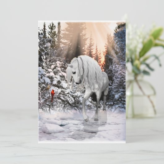 Winterwanderpferd 2024 feiertagskarte (Stehend Vorderseite)