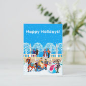 Winterwanderung Feiertagspostkarte (Stehend Vorderseite)