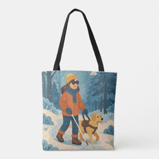 Winterwanderung mit Guide Dog Illustration Tasche (Rückseite)