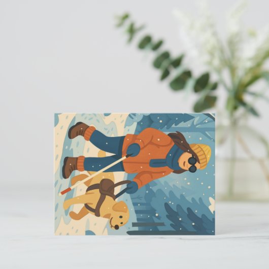 Winterwanderung mit Guide Dog - Postkarte (Stehend Vorderseite)