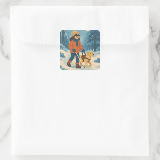 Winterwanderung mit Guide Dog - Square Sticker (Tasche)