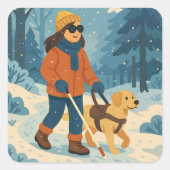 Winterwanderung mit Guide Dog - Square Sticker (Vorderseite)