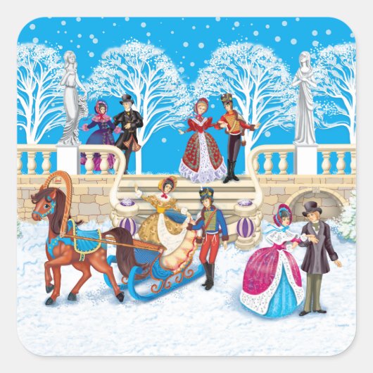 Winterwanderung Quadratischer Aufkleber (Vorderseite)