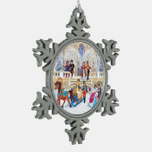 Winterwanderung Schneeflocken Zinn-Ornament (Links)