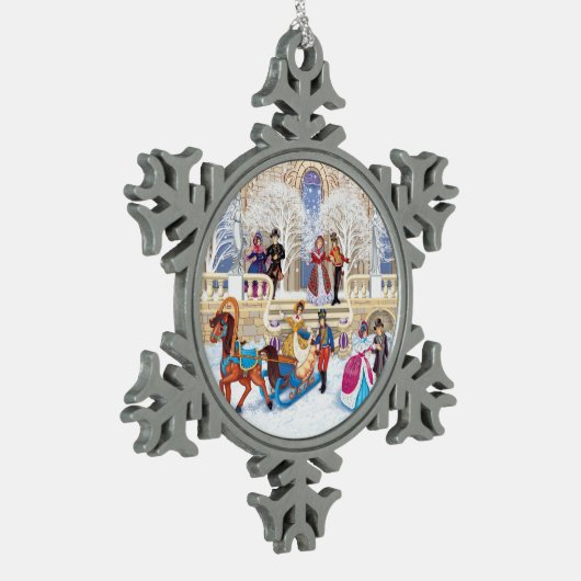 Winterwanderung Schneeflocken Zinn-Ornament (Links)