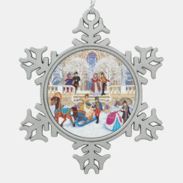 Winterwanderung Schneeflocken Zinn-Ornament