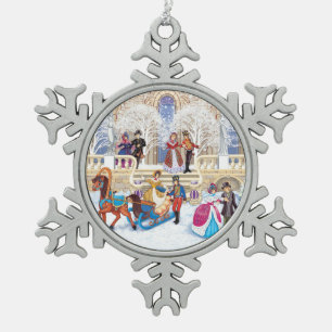Winterwanderung Schneeflocken Zinn-Ornament
