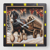 Winterwanderweg Personalisiert Charred Grain Clyde Quadratische Wanduhr (Vorderseite)