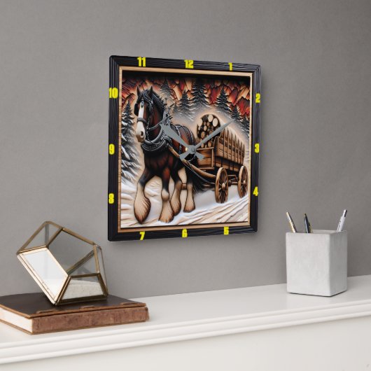 Winterwanderweg Personalisiert Charred Grain Clyde Quadratische Wanduhr (Büro)